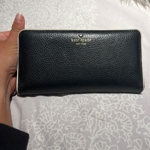 Kate Spade Black Striped Big Wallet